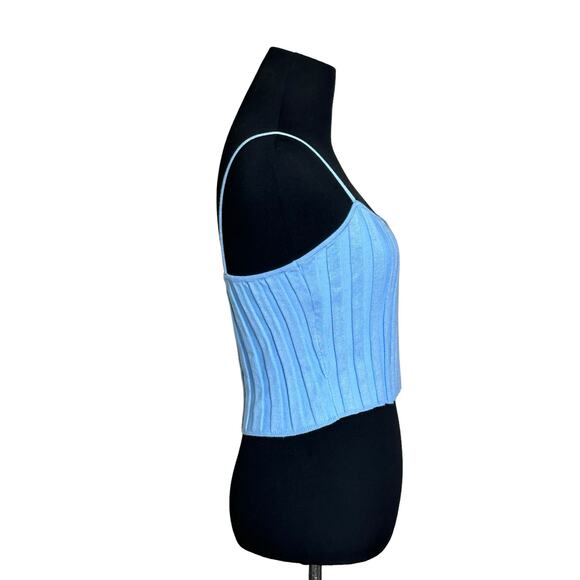 Fashion Nova blue ribbed knit crop fitted tank top Size small - Picture 6 of 8